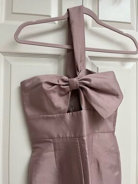 ASOS Dusty Rose Satin Halter pant jumper with Front Bow Detail New